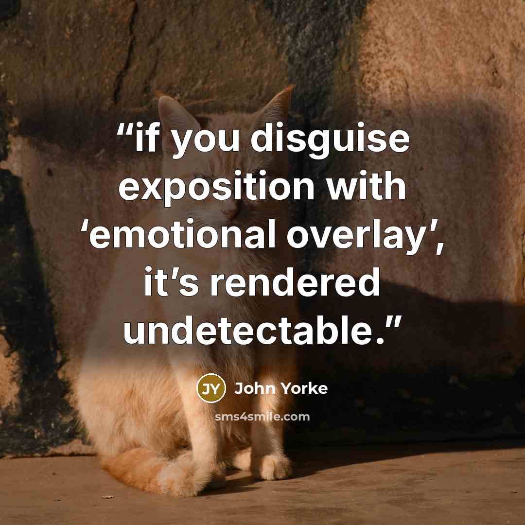 “if you disguise exposition with ‘emotional overlay’, it’s rendered undetectable.” quote by John Yorke