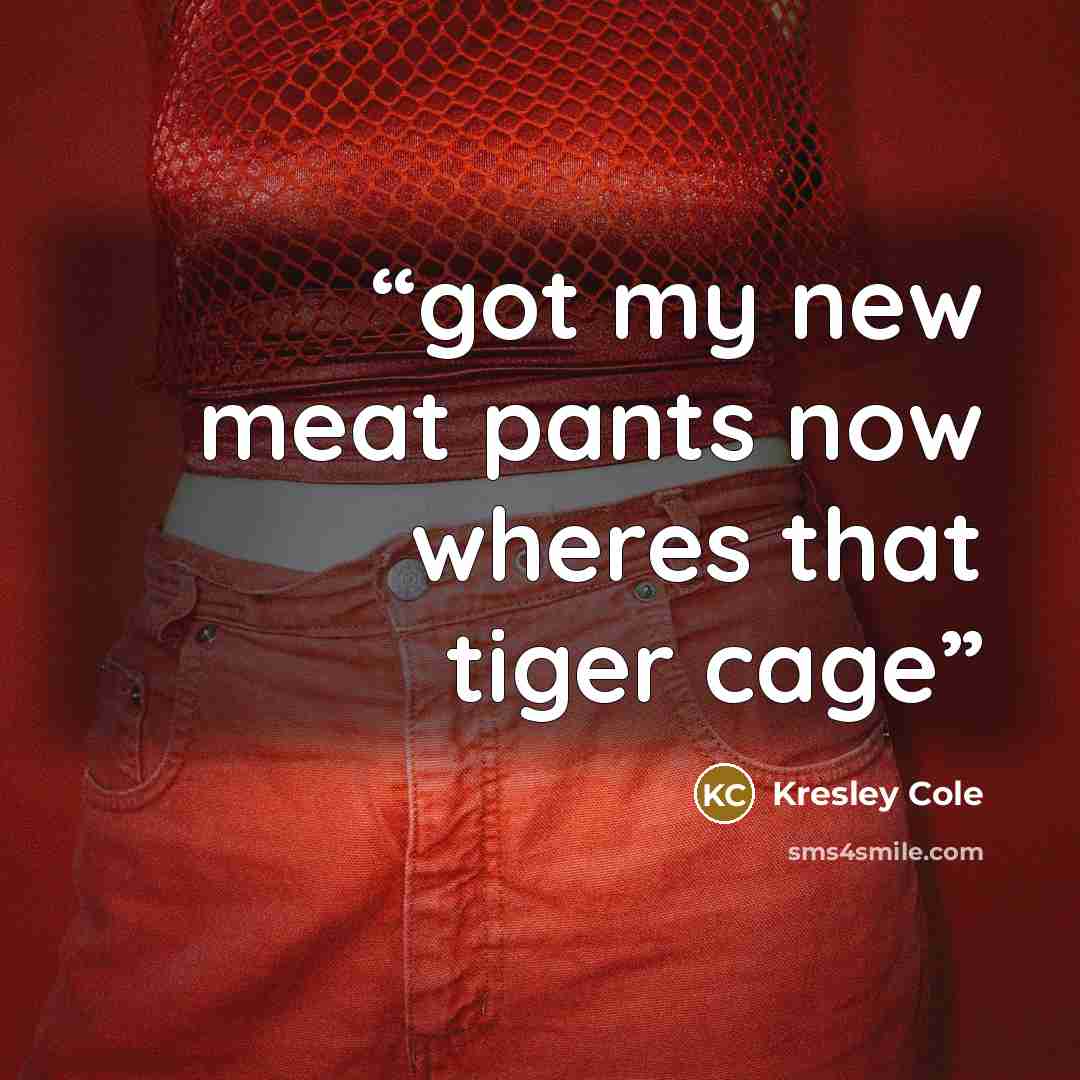 “got my new meat pants now wheres that tiger cage” quote by Kresley Cole