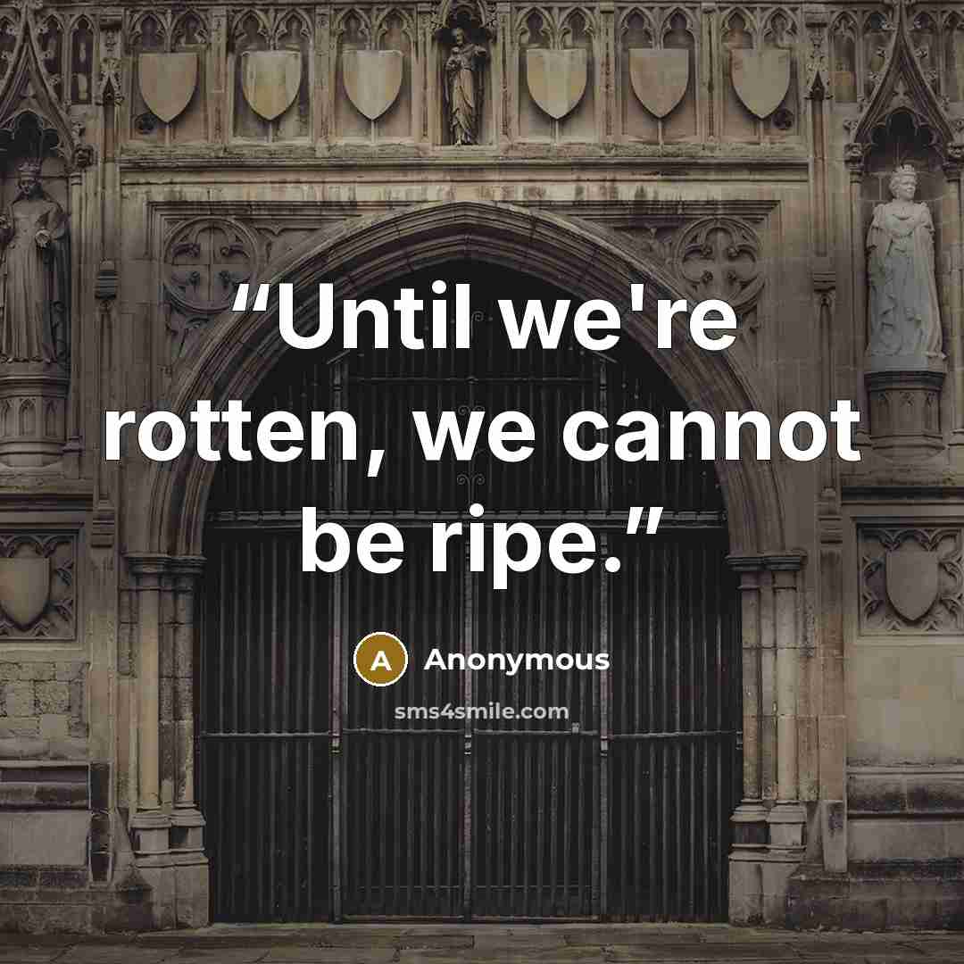 “Until we're rotten, we cannot be ripe.” quote by Anonymous
