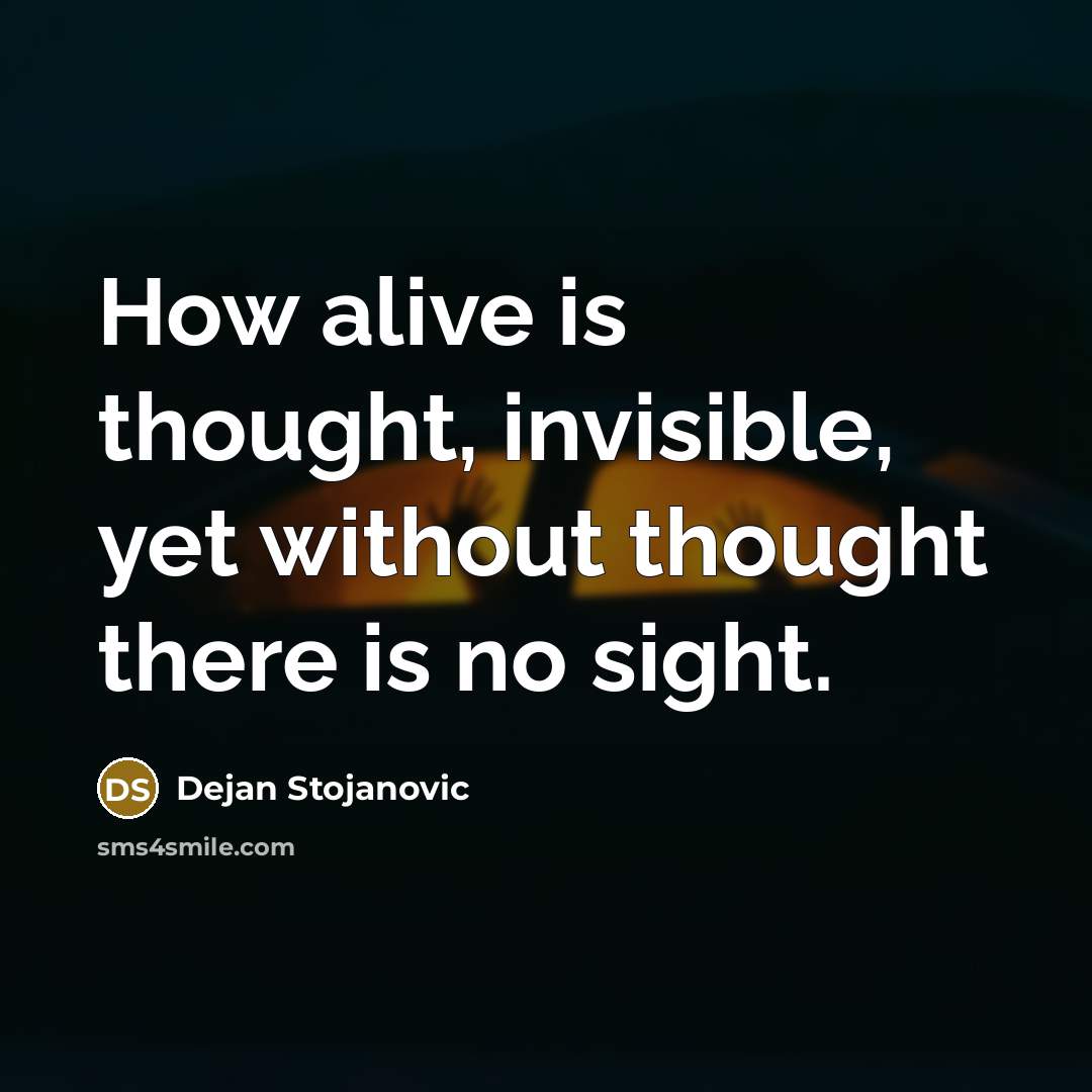 “How alive is thought, invisible, yet without thought there is no sight.” quote by Dejan Stojanovic