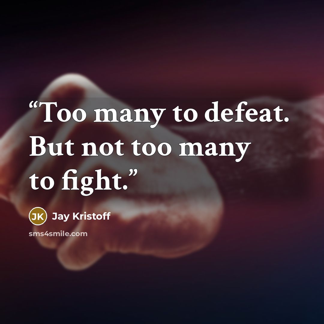 “Too many to defeat. But not too many to fight.” quote by Jay Kristoff