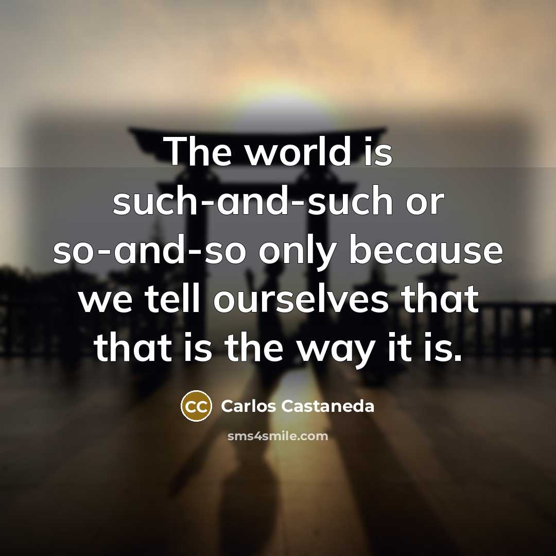 “The world is such-and-such or so-and-so only because we tell ourselves that that is the way it is.” quote by Carlos Castaneda