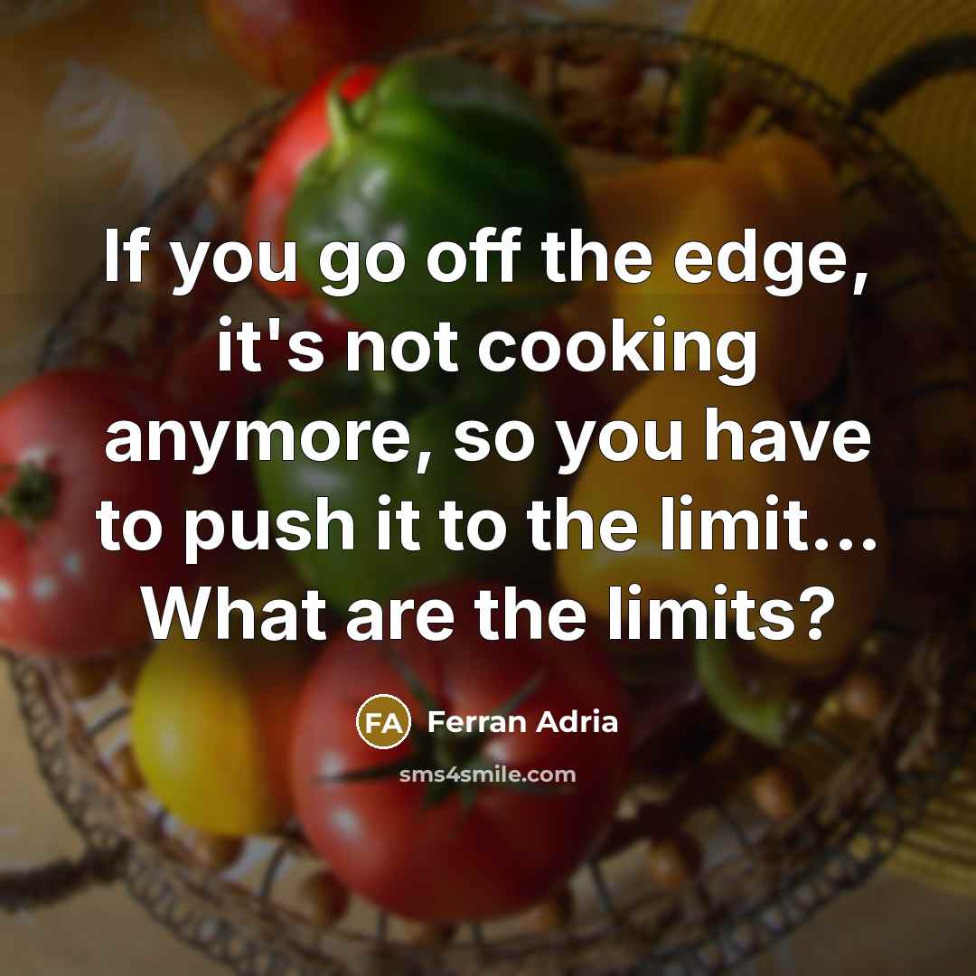 “If you go off the edge, it's not cooking anymore, so you have to push it to the limit... What are the limits?” quote by Ferran Adria