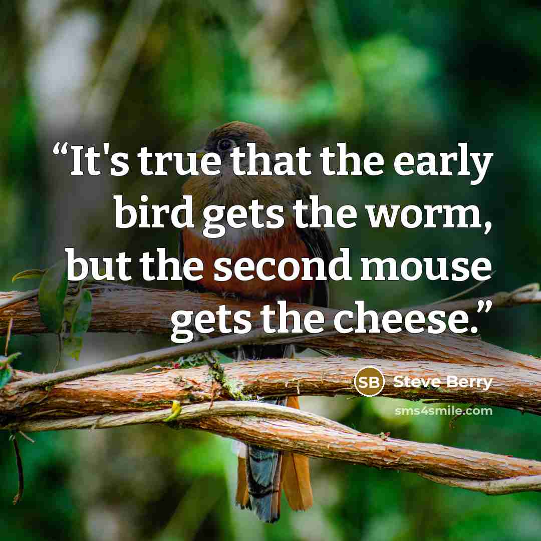 “It's true that the early bird gets the worm, but the second mouse gets the cheese.” quote by Steve Berry