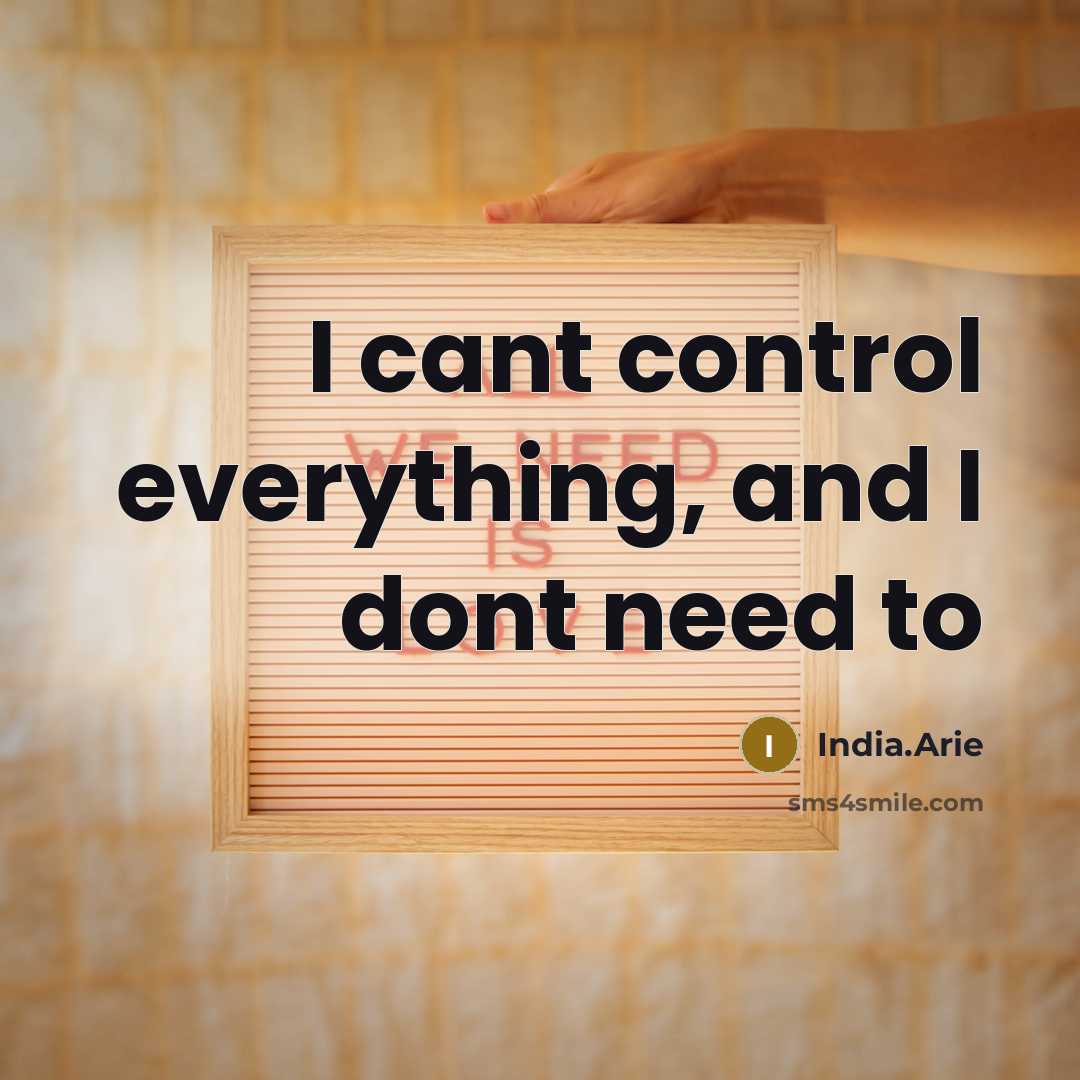 “I cant control everything, and I dont need to” quote by India.Arie