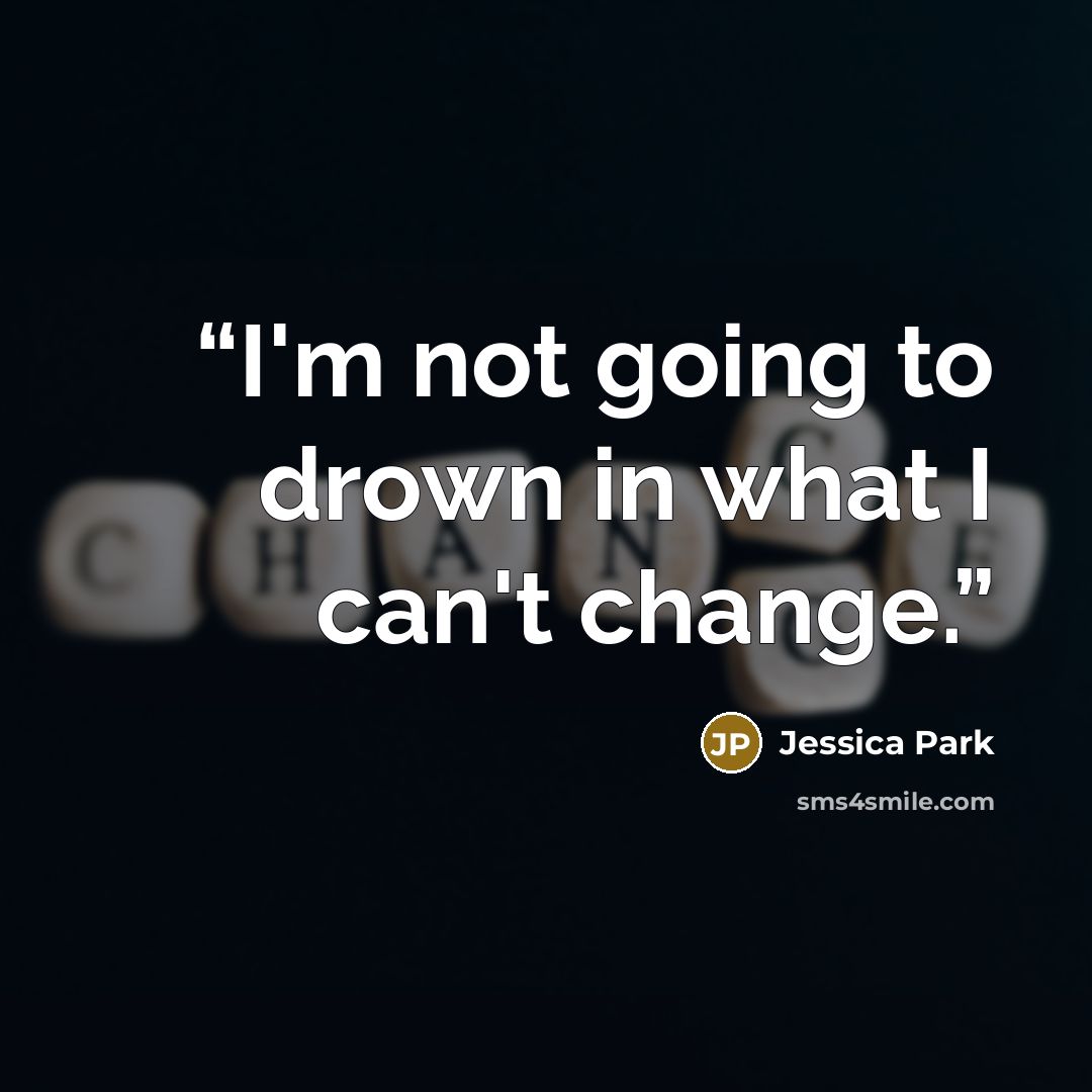 “I'm not going to drown in what I can't change.” quote by Jessica Park