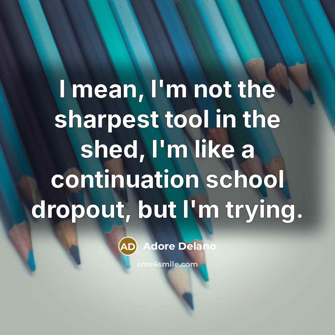 “I mean, I'm not the sharpest tool in the shed, I'm like a continuation school dropout, but I'm trying.” quote by Adore Delano