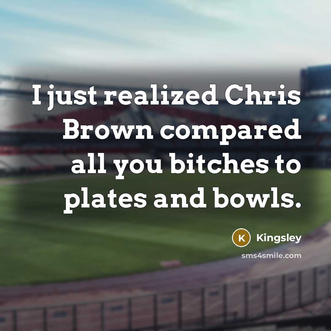“I just realized Chris Brown compared all you bitches to plates and bowls.” quote by Kingsley