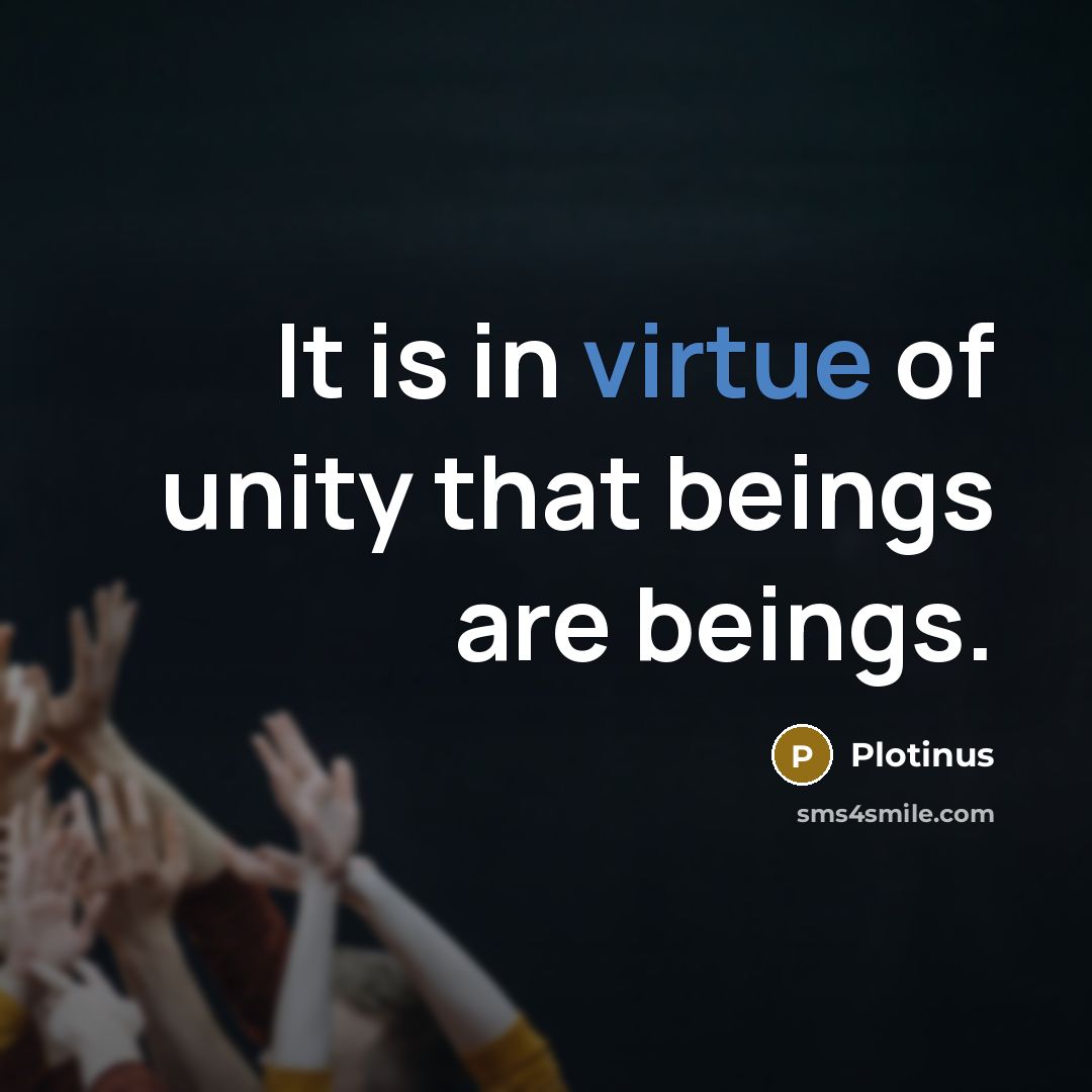 “It is in virtue of unity that beings are beings.” quote by Plotinus