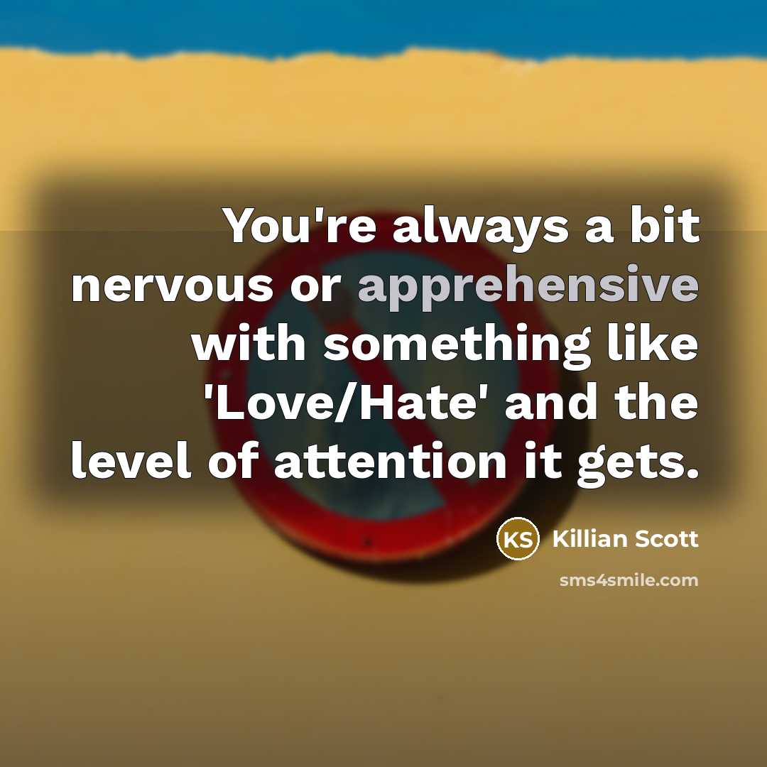 “You're always a bit nervous or apprehensive with something like 'Love/Hate' and the level of attention it gets.” quote by Killian Scott
