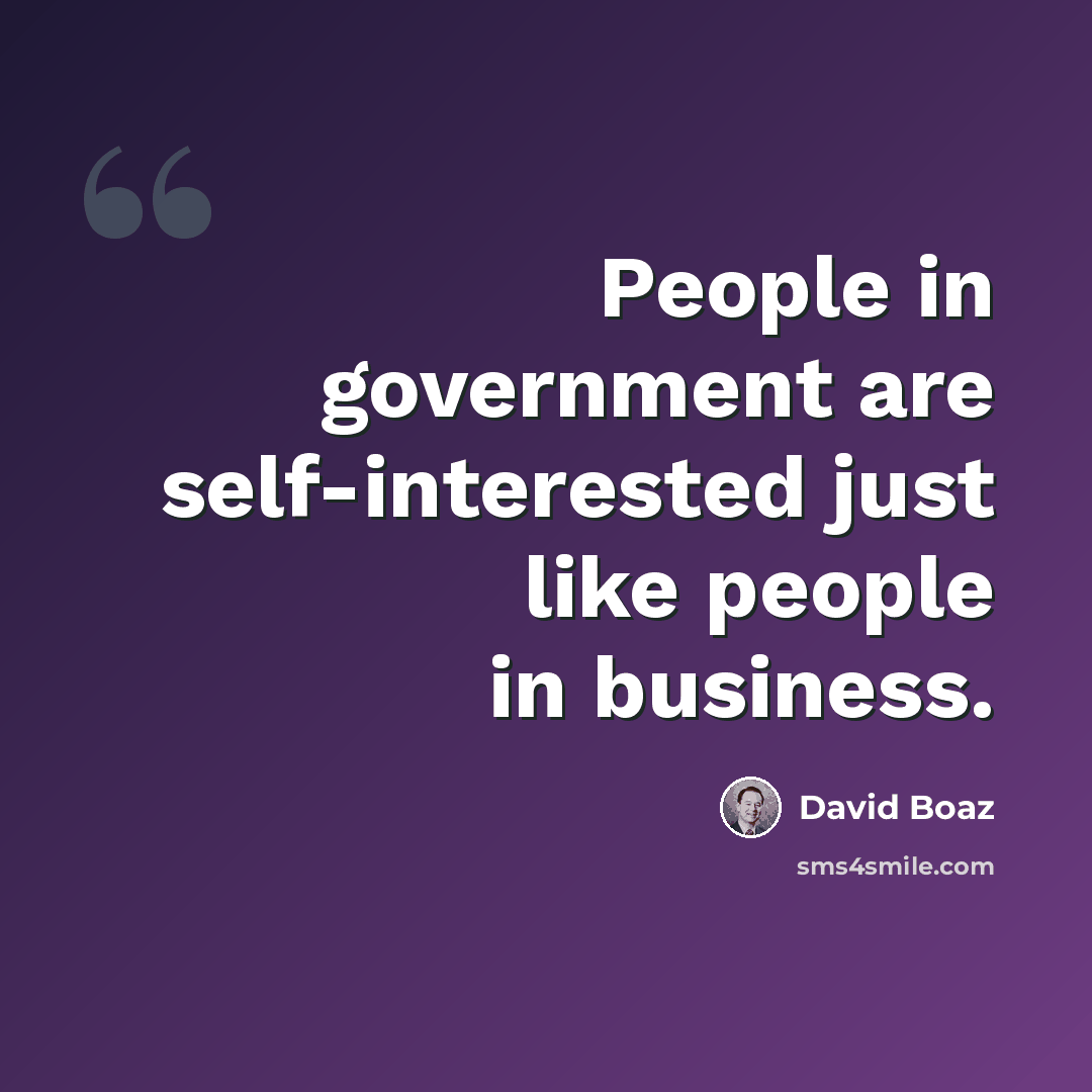 “People in government are self-interested just like people in business.” quote by David Boaz