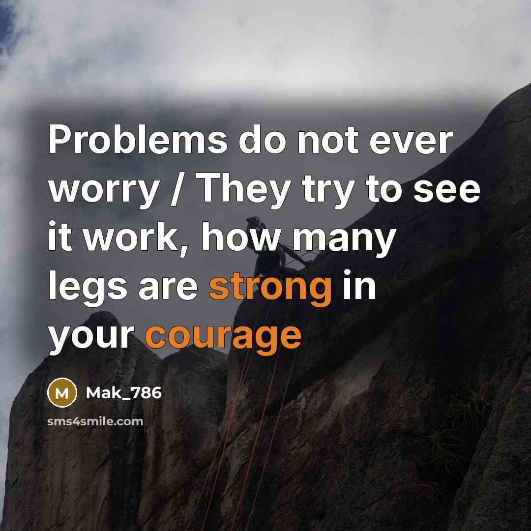 “Problems do not ever worry / They try to see it work, how many legs are strong in your courage” quote by Mak_786