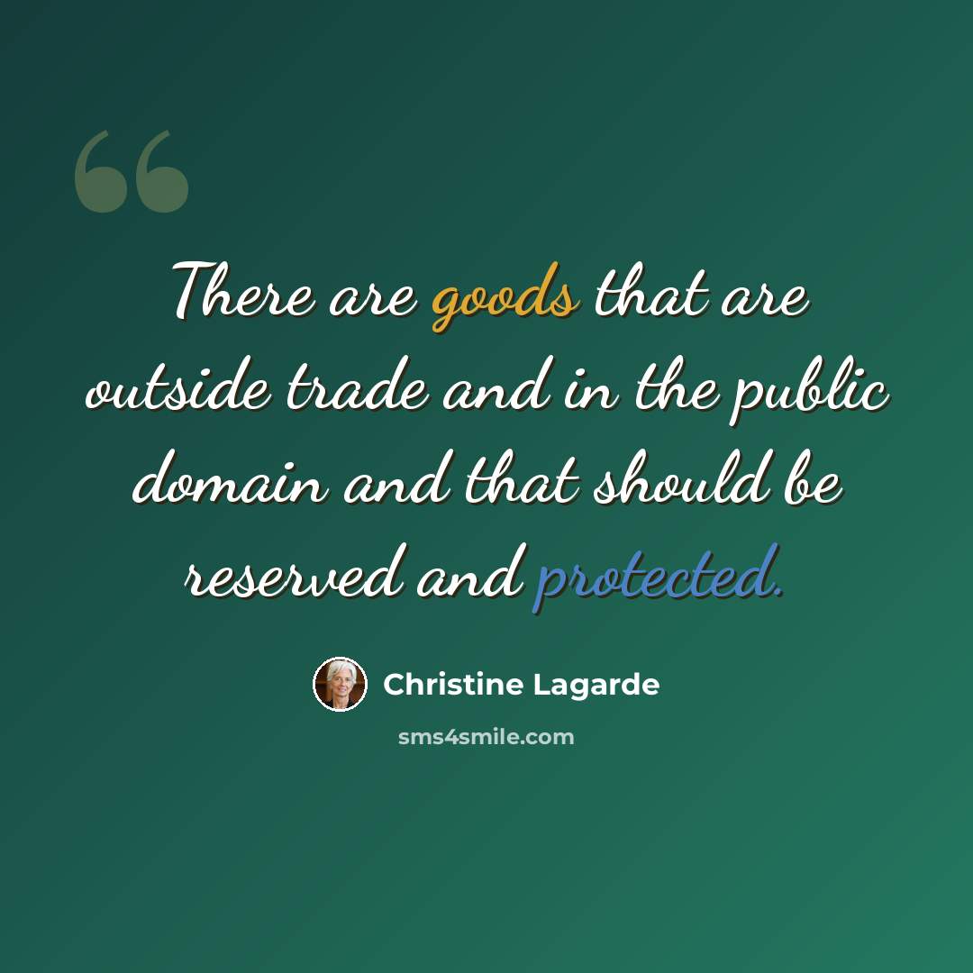 “There are goods that are outside trade and in the public domain and that should be reserved and protected.” quote by Christine Lagarde