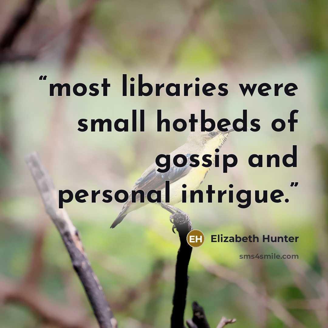 “most libraries were small hotbeds of gossip and personal intrigue.” quote by Elizabeth Hunter