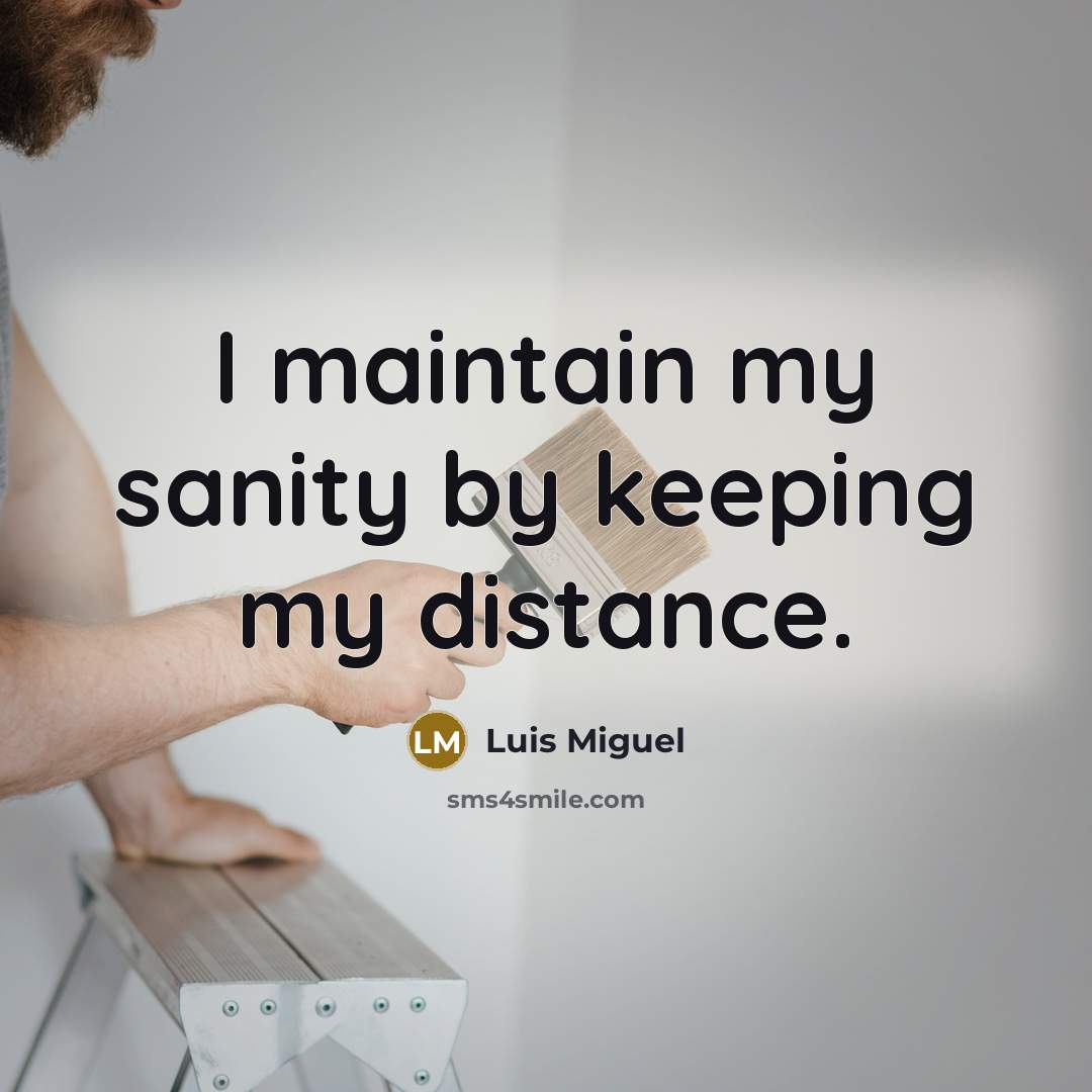 “I maintain my sanity by keeping my distance.” quote by Luis Miguel
