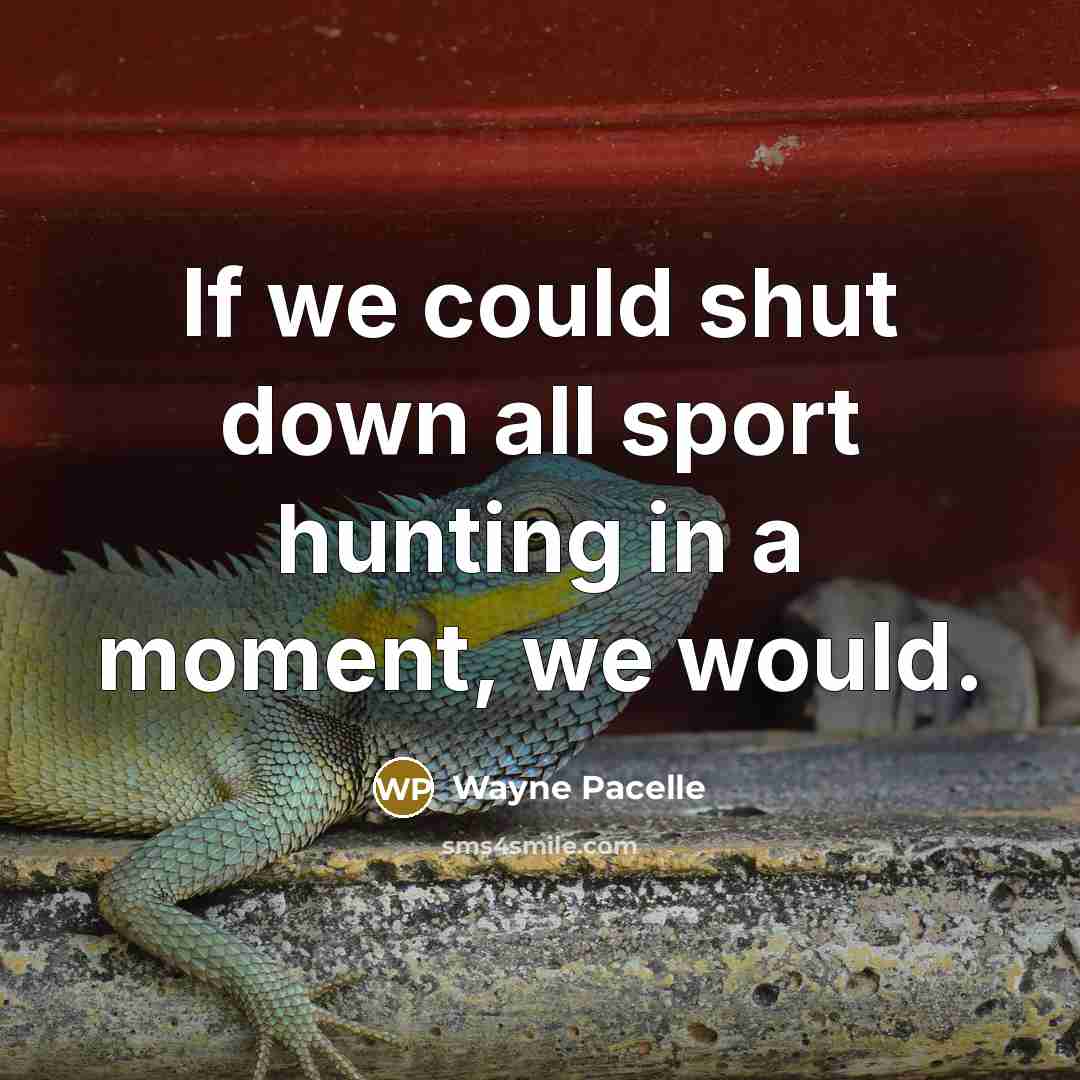 “If we could shut down all sport hunting in a moment, we would.” quote by Wayne Pacelle