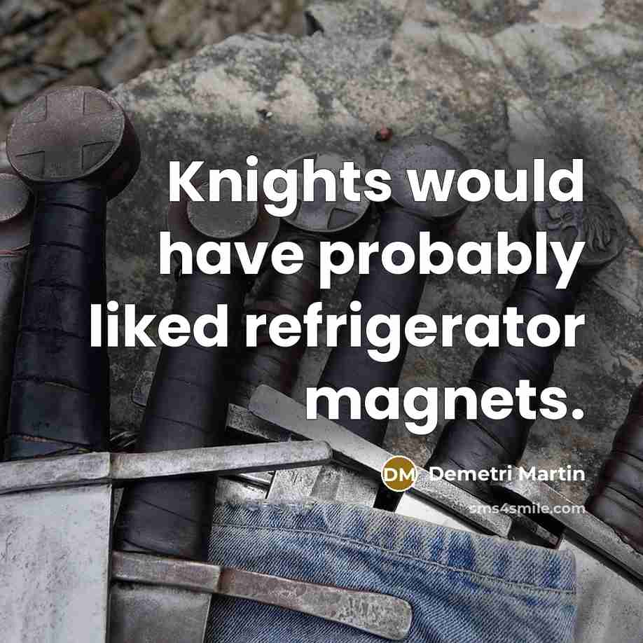 “Knights would have probably liked refrigerator magnets.” quote by Demetri Martin