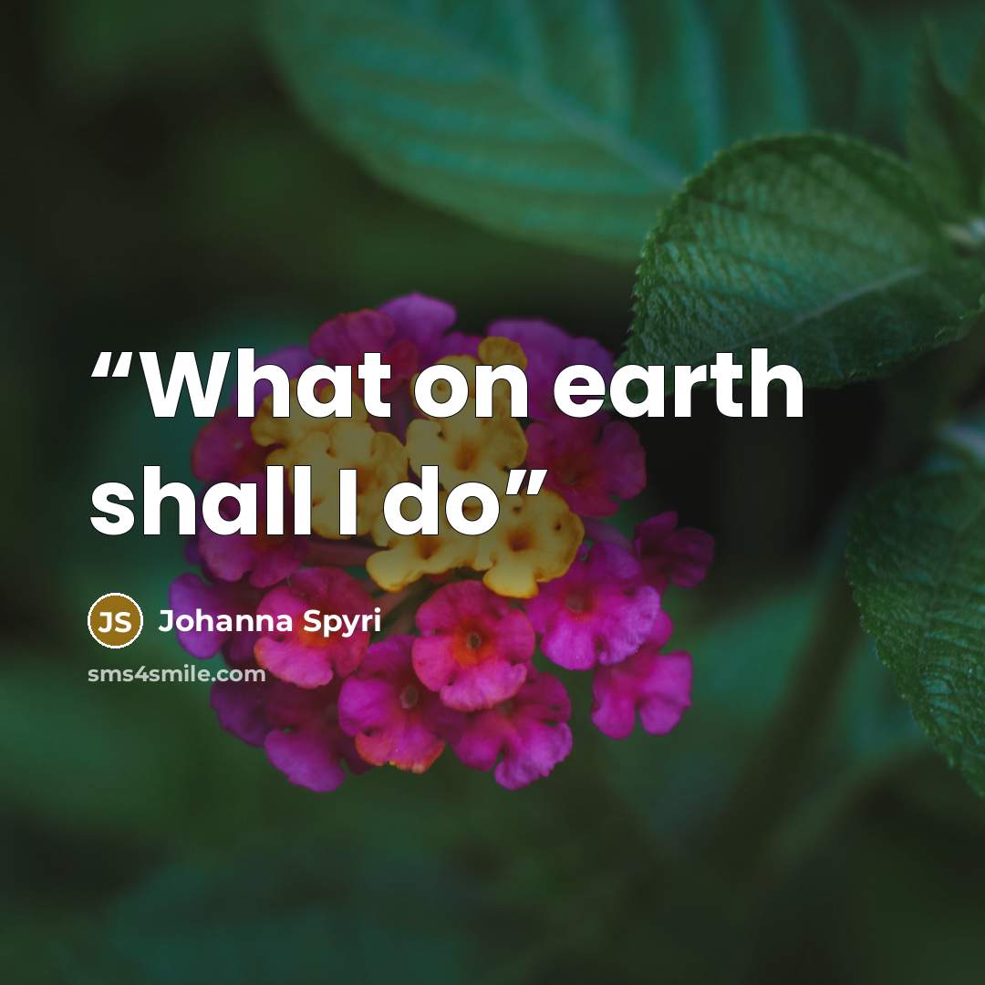 “What on earth shall I do” quote by Johanna Spyri