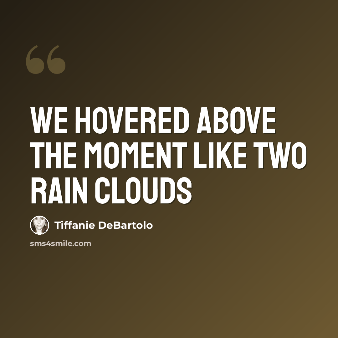 “We hovered above the moment like two rain clouds” quote by Tiffanie DeBartolo