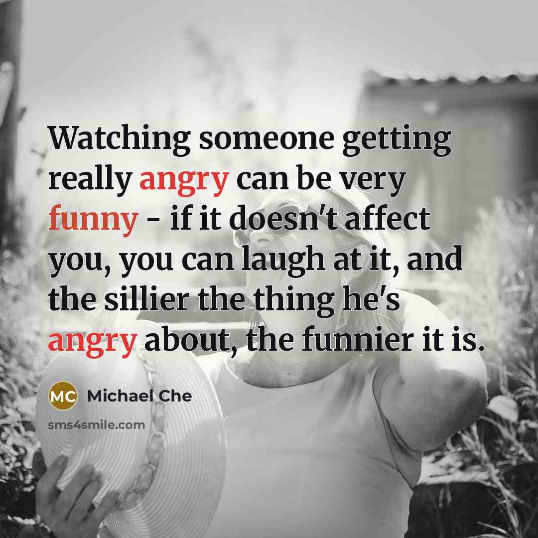 “Watching someone getting really angry can be very funny - if it doesn't affect you, you can laugh at it, and the sillier the thing he's angry about, the funnier it is.” quote by Michael Che