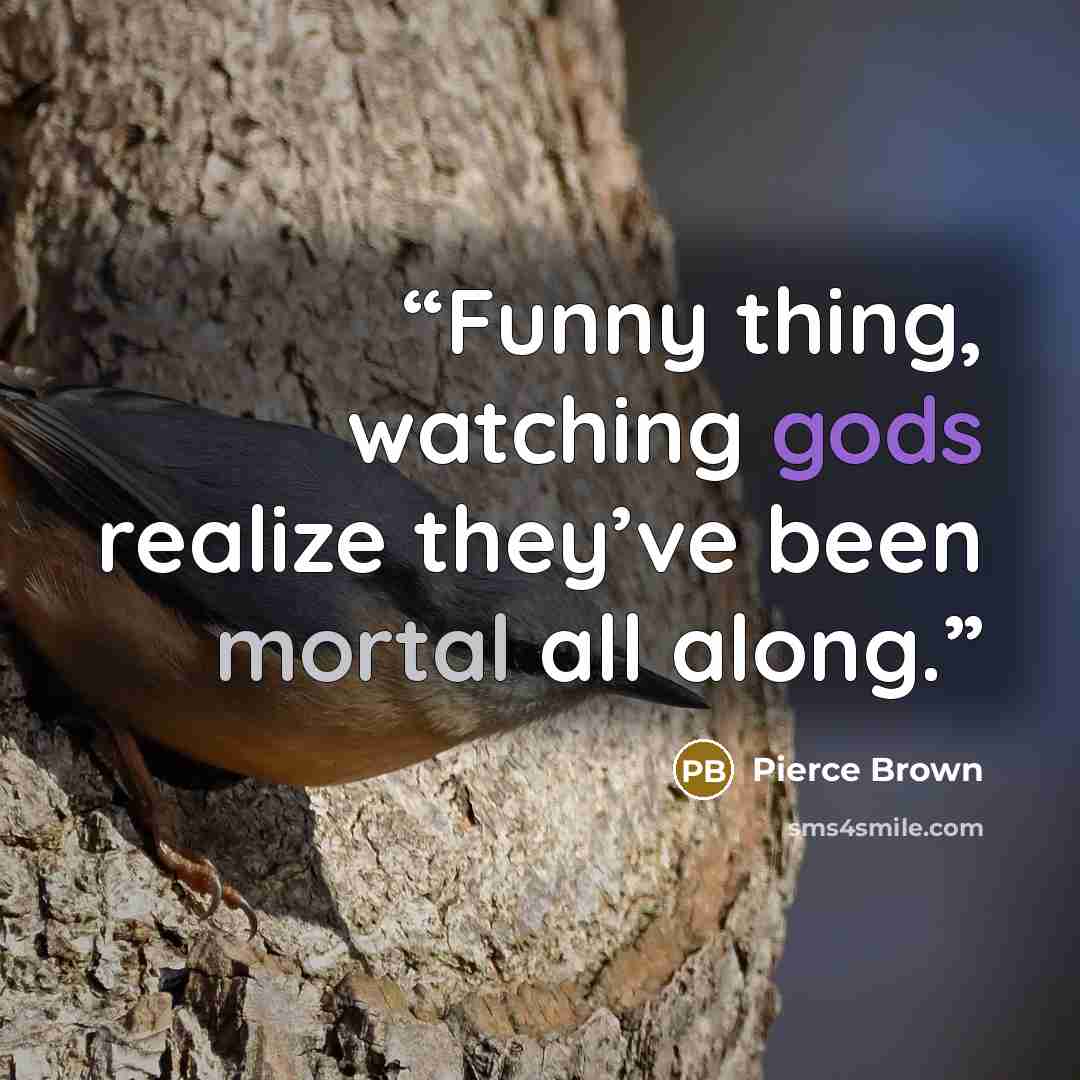 “Funny thing, watching gods realize they’ve been mortal all along.” quote by Pierce Brown