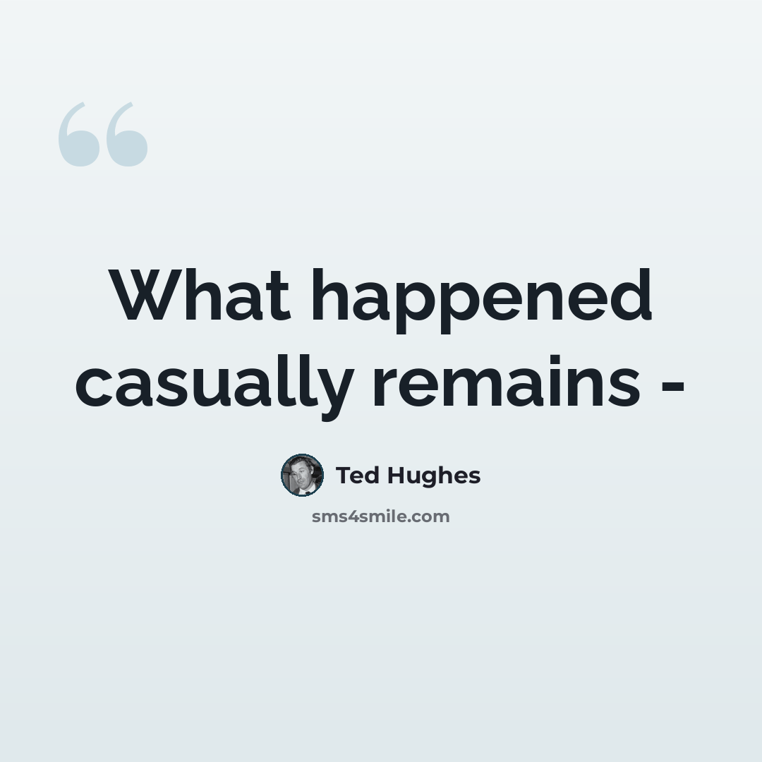 “What happened casually remains -” quote by Ted Hughes