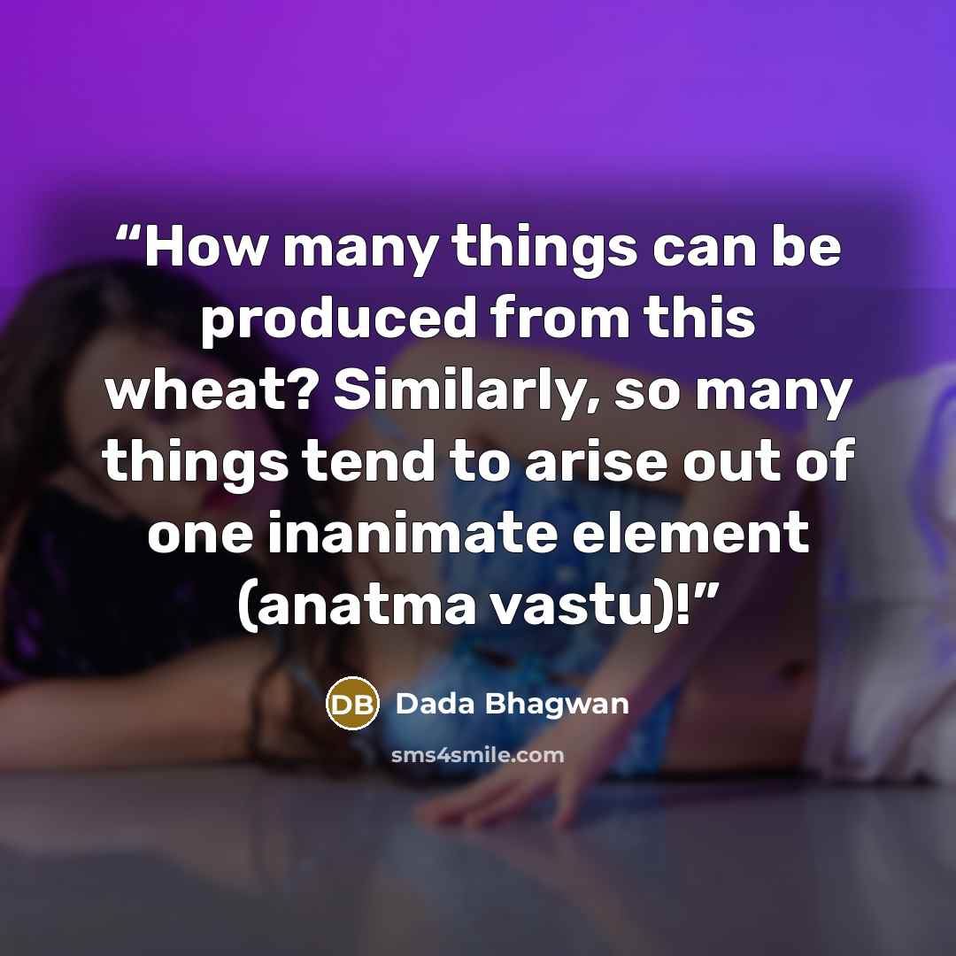 “How many things can be produced from this wheat? Similarly, so many things tend to arise out of one inanimate element (anatma vastu)!” quote by Dada Bhagwan