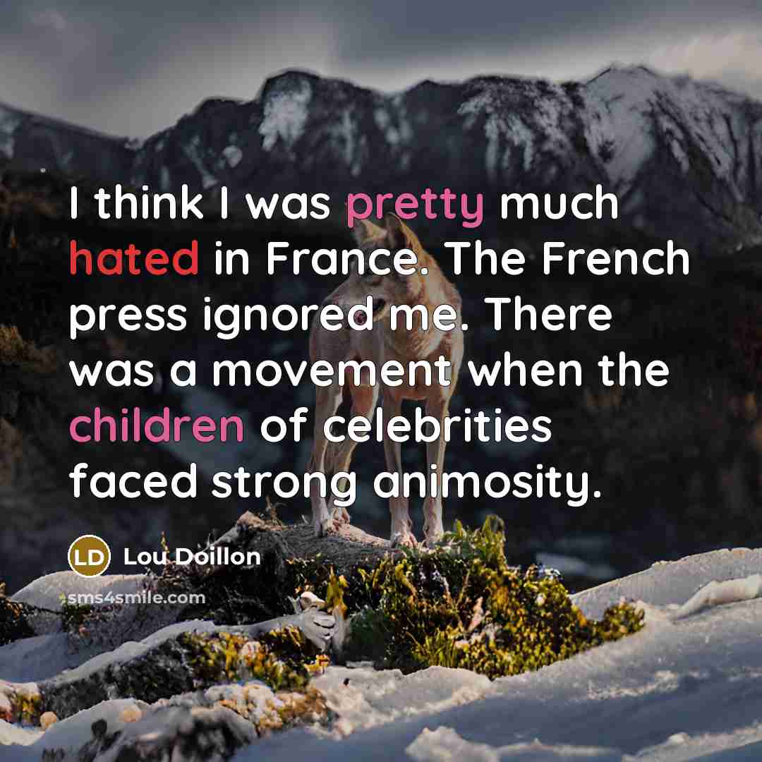 “I think I was pretty much hated in France. The French press ignored me. There was a movement when the children of celebrities faced strong animosity.” quote by Lou Doillon