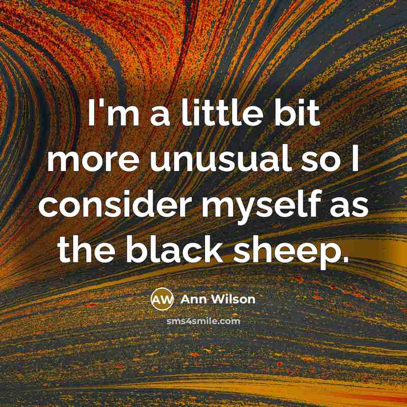 “I'm a little bit more unusual so I consider myself as the black sheep.” quote by Ann Wilson
