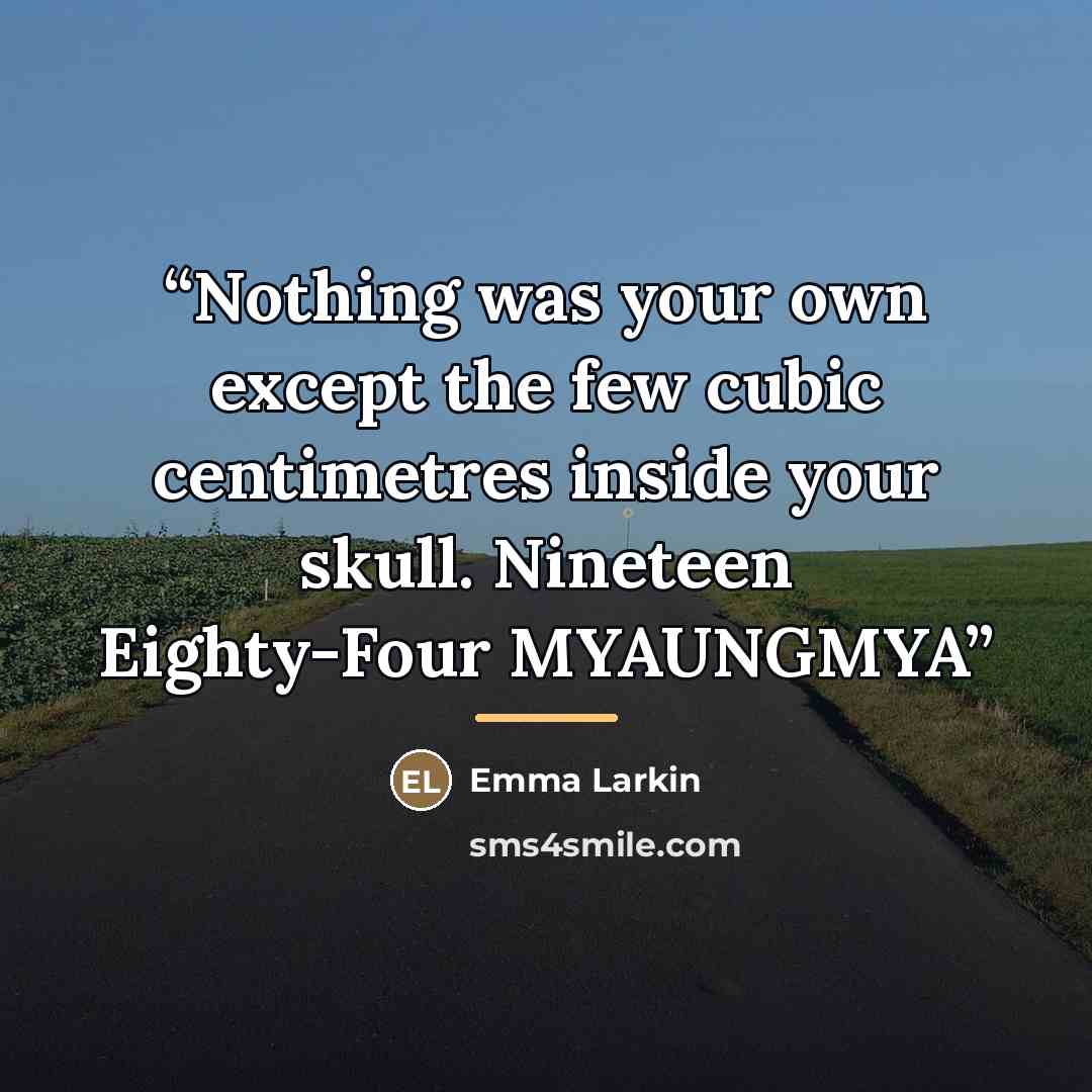 “Nothing was your own except the few cubic centimetres inside your skull. Nineteen Eighty-Four MYAUNGMYA” quote by Emma Larkin