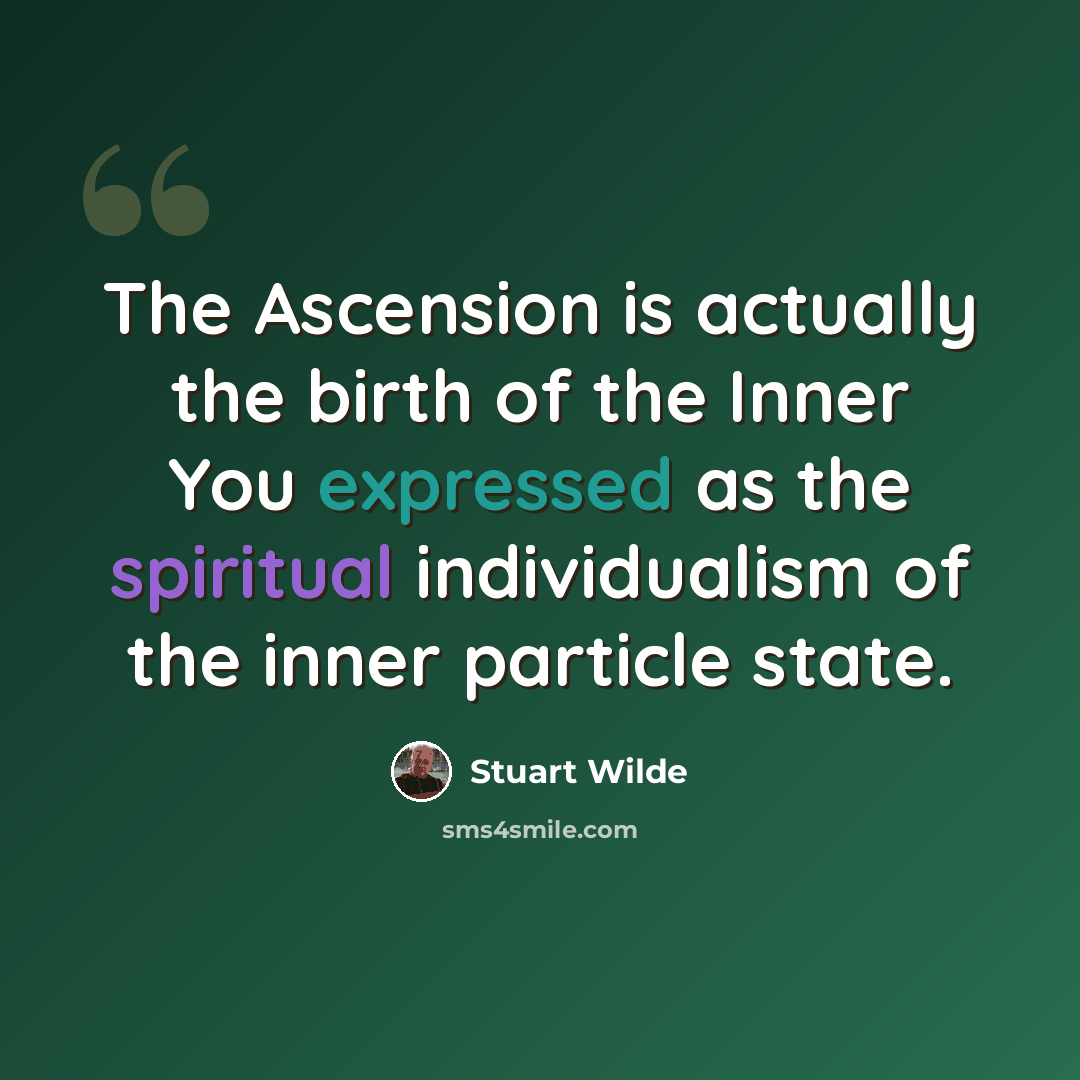 “The Ascension is actually the birth of the Inner You expressed as the spiritual individualism of the inner particle state.” quote by Stuart Wilde
