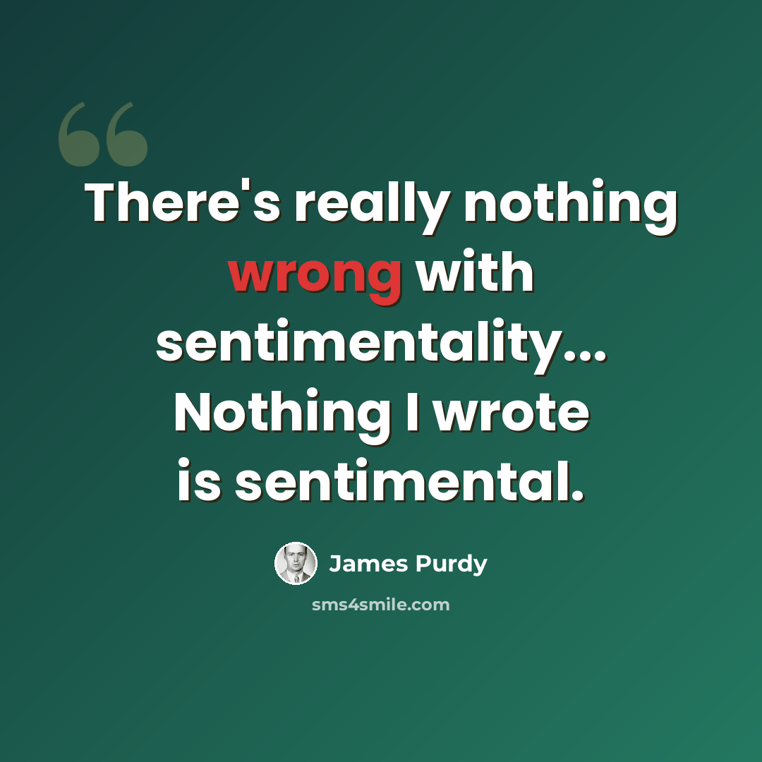 “There's really nothing wrong with sentimentality... Nothing I wrote is sentimental.” quote by James Purdy