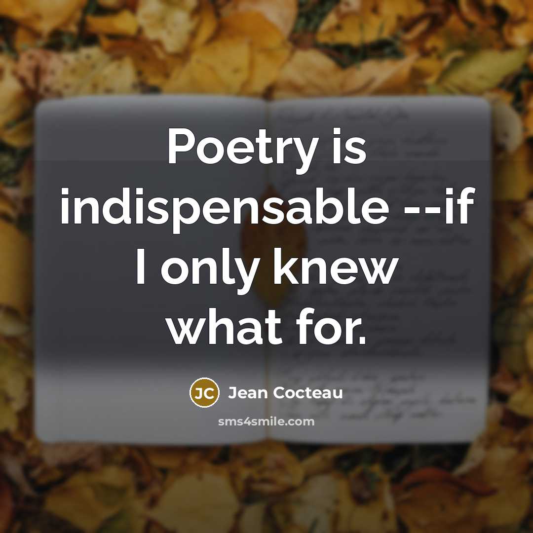 “Poetry is indispensable --if I only knew what for.” quote by Jean Cocteau