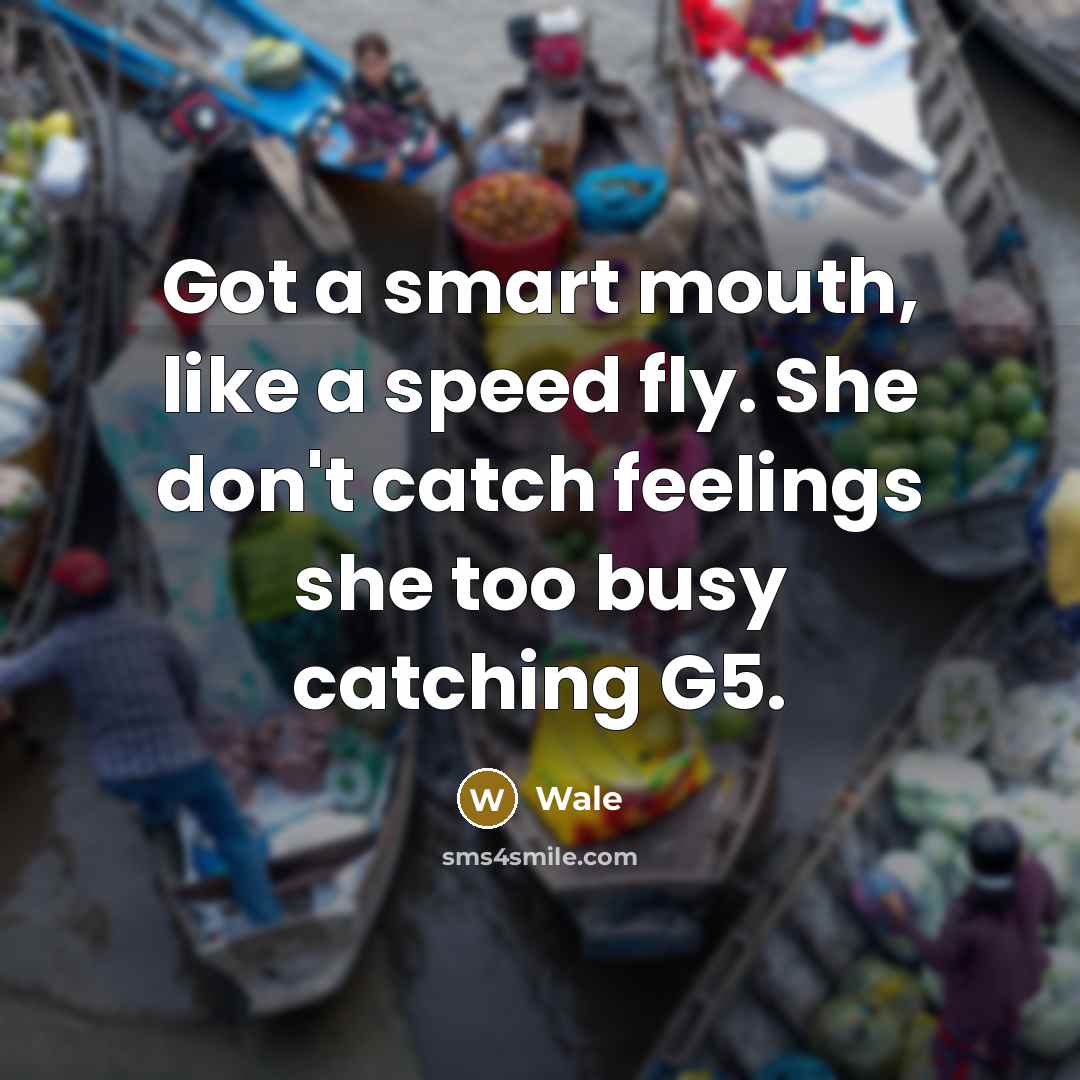 “Got a smart mouth, like a speed fly. She don't catch feelings she too busy catching G5.” quote by Wale