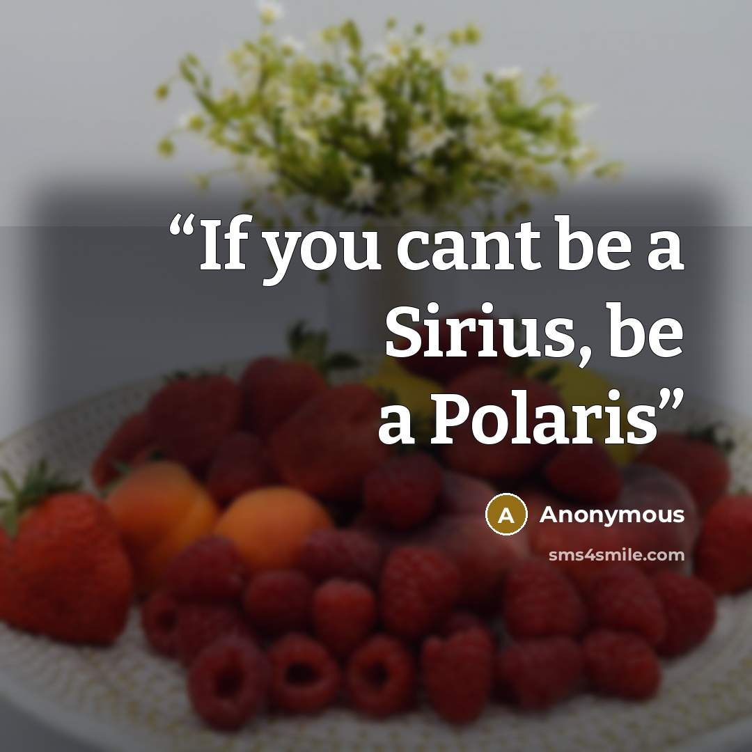 “If you cant be a Sirius, be a Polaris” quote by Anonymous
