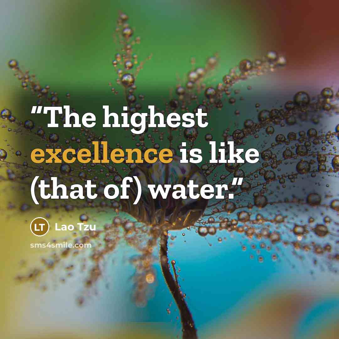 “The highest excellence is like (that of) water.” quote by Lao Tzu