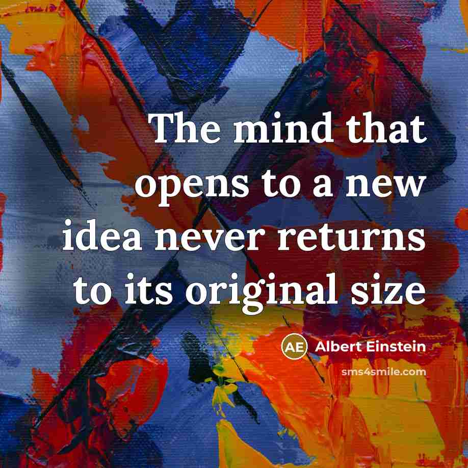 “The mind that opens to a new idea never returns to its original size” quote by Albert Einstein