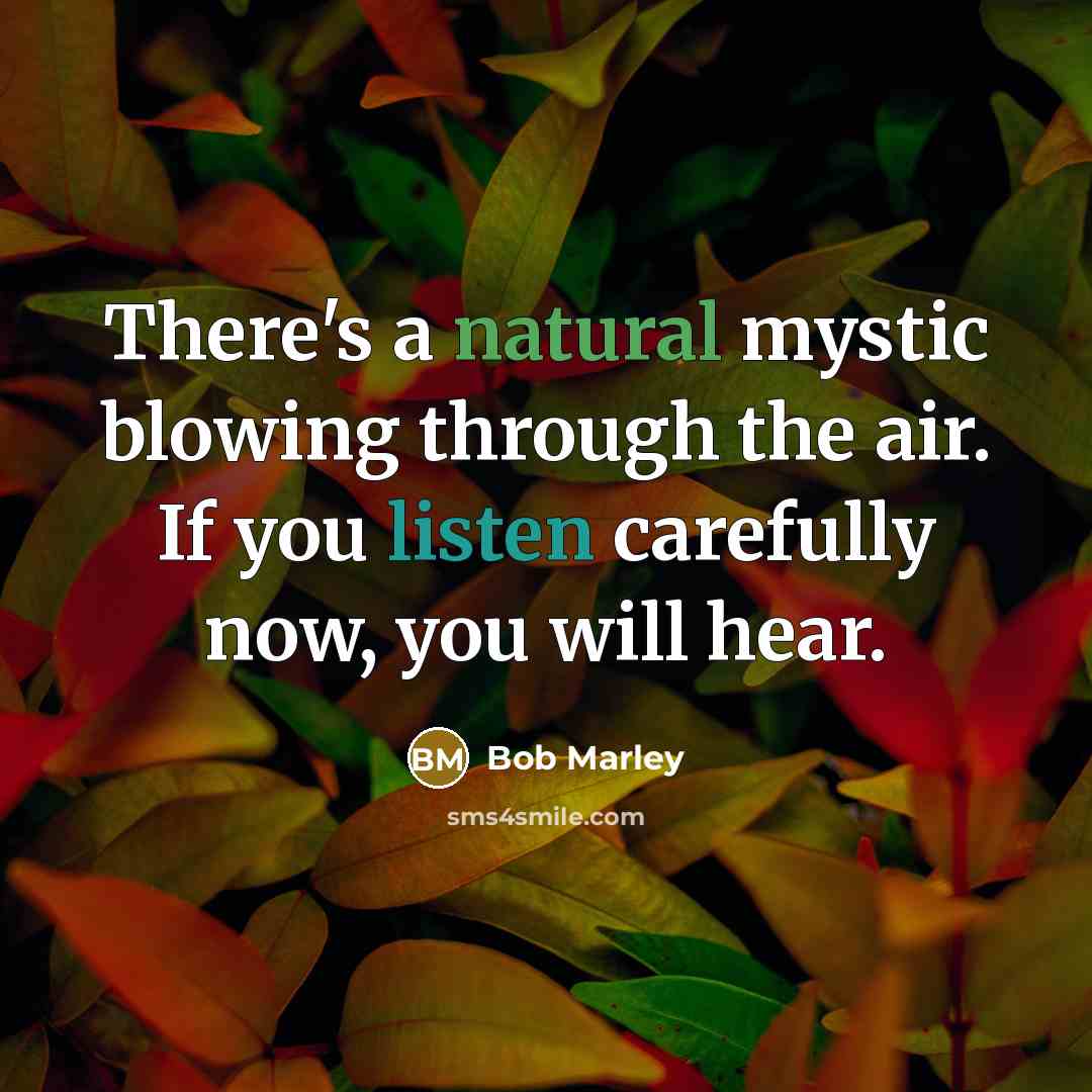 “There's a natural mystic blowing through the air. If you listen carefully now, you will hear.” quote by Bob Marley