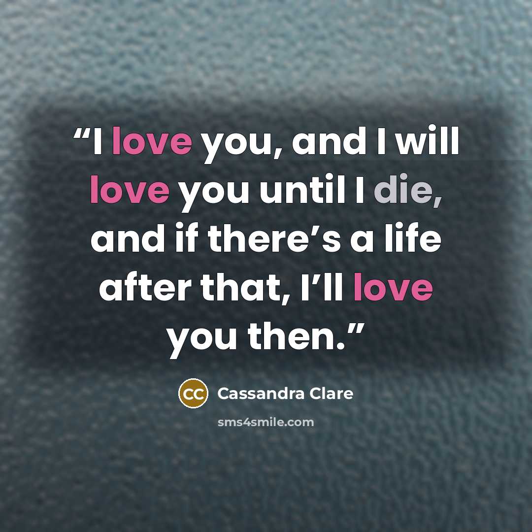 “I love you, and I will love you until I die, and if there’s a life after that, I’ll love you then.” quote by Cassandra Clare