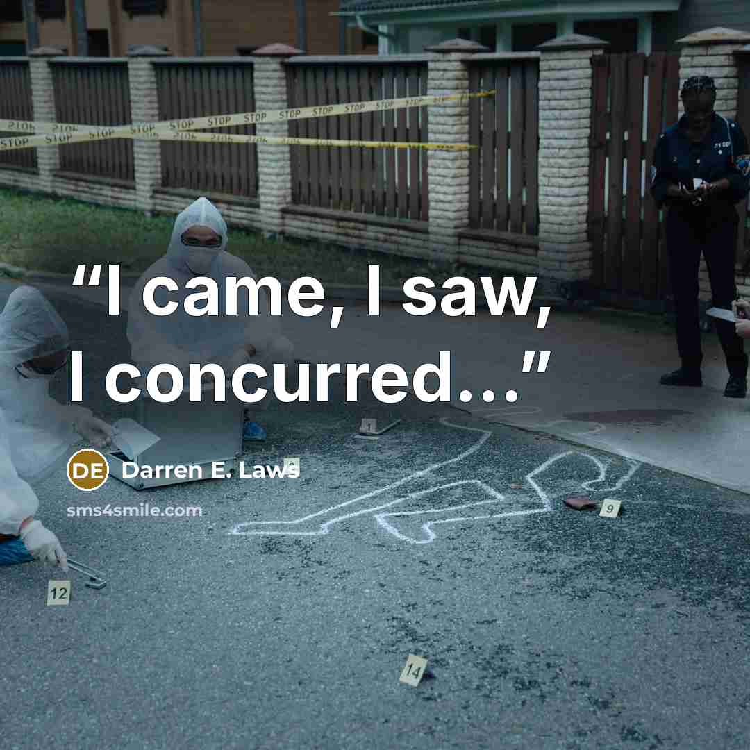 “I came, I saw, I concurred...” quote by Darren E. Laws