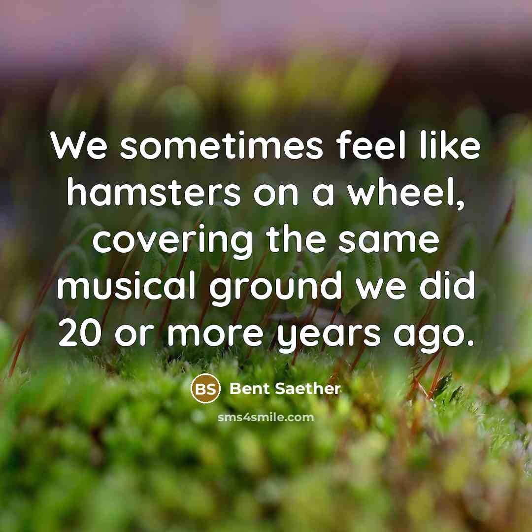“We sometimes feel like hamsters on a wheel, covering the same musical ground we did 20 or more years ago.” quote by Bent Saether
