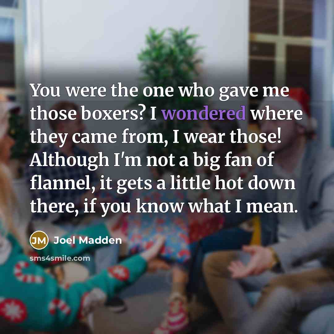 “You were the one who gave me those boxers? I wondered where they came from, I wear those! Although I'm not a big fan of flannel, it gets a little hot down there, if you know what I mean.” quote by Joel Madden