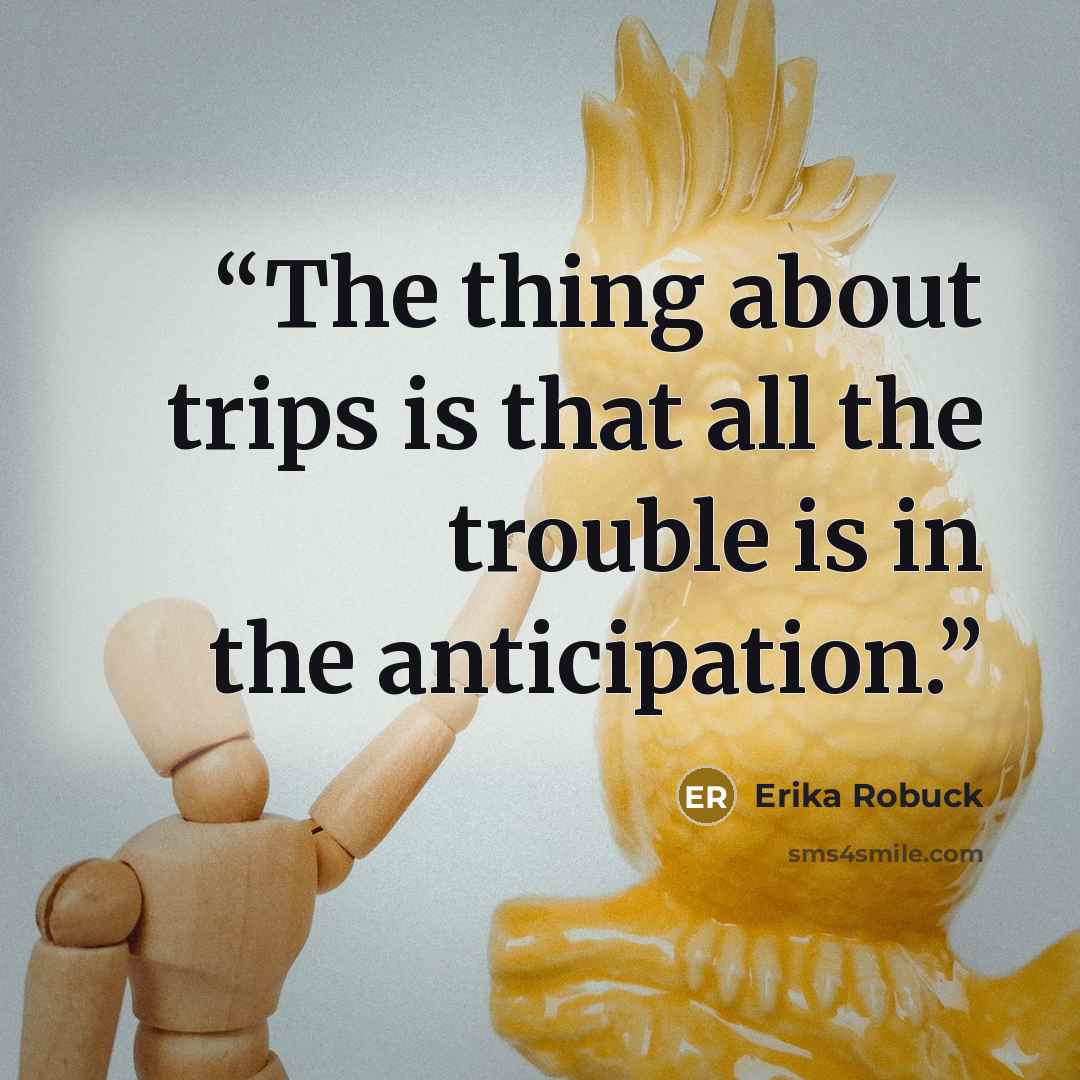 “The thing about trips is that all the trouble is in the anticipation.” quote by Erika Robuck