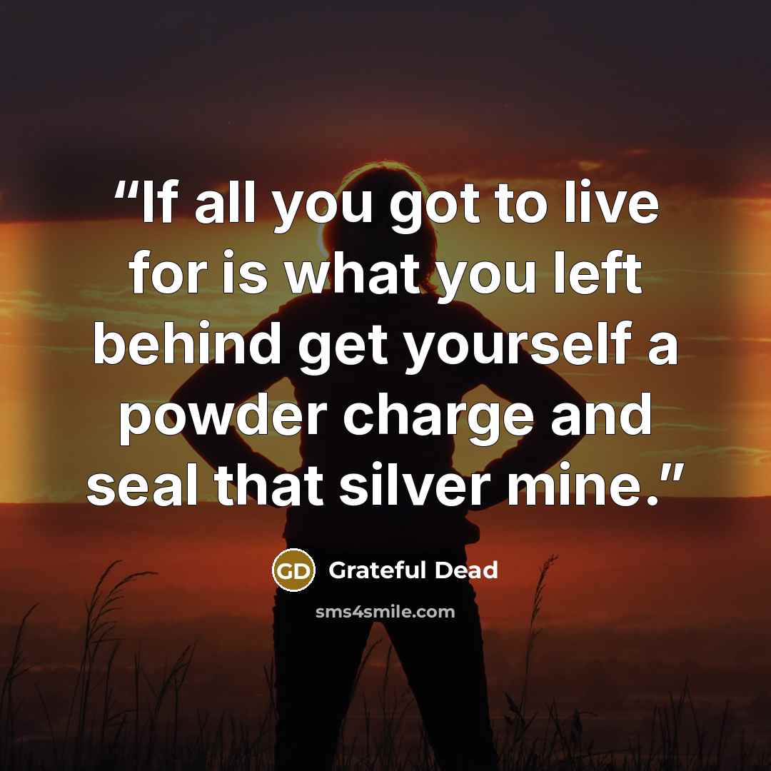 “If all you got to live for is what you left behind get yourself a powder charge and seal that silver mine.” quote by Grateful Dead