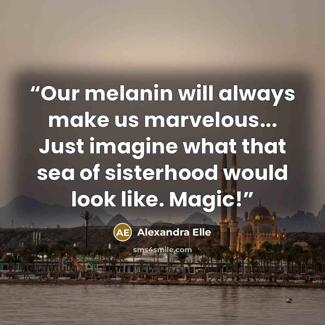 “Our melanin will always make us marvelous... Just imagine what that sea of sisterhood would look like. Magic!” quote by Alexandra Elle