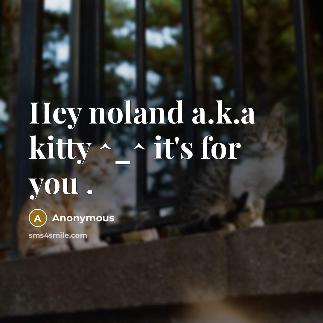 “Hey noland a.k.a kitty ^_^ it's for you .” quote by Anonymous