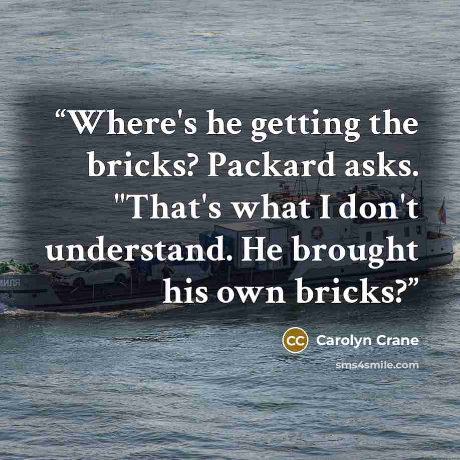 “Where's he getting the bricks? Packard asks. "That's what I don't understand. He brought his own bricks?” quote by Carolyn Crane