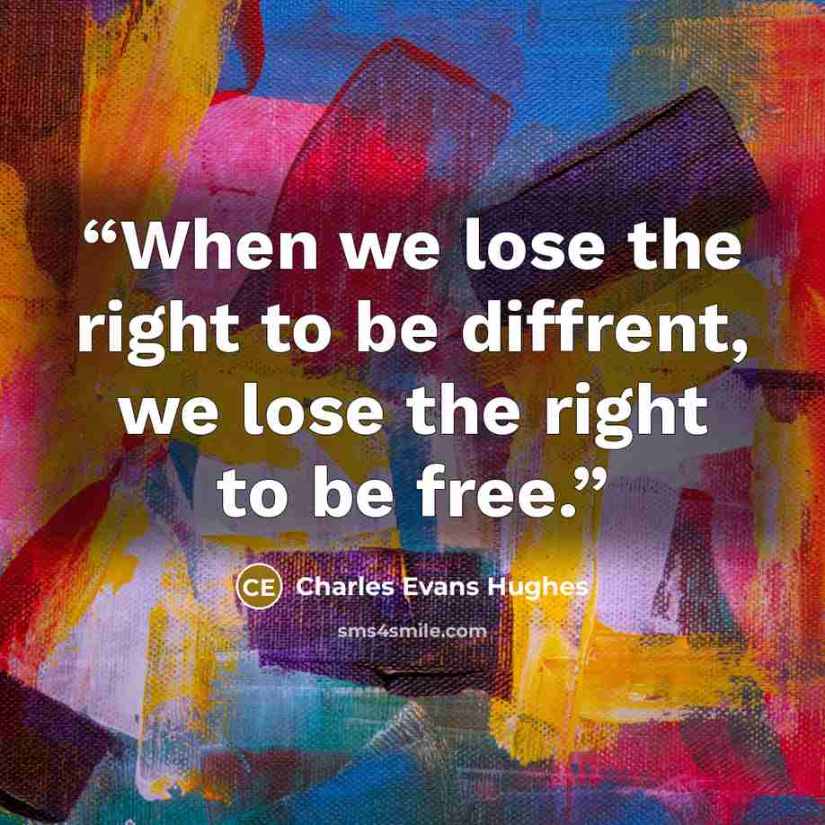 “When we lose the right to be diffrent, we lose the right to be free.” quote by Charles Evans Hughes
