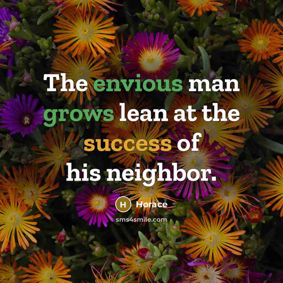 “The envious man grows lean at the success of his neighbor.” quote by Horace