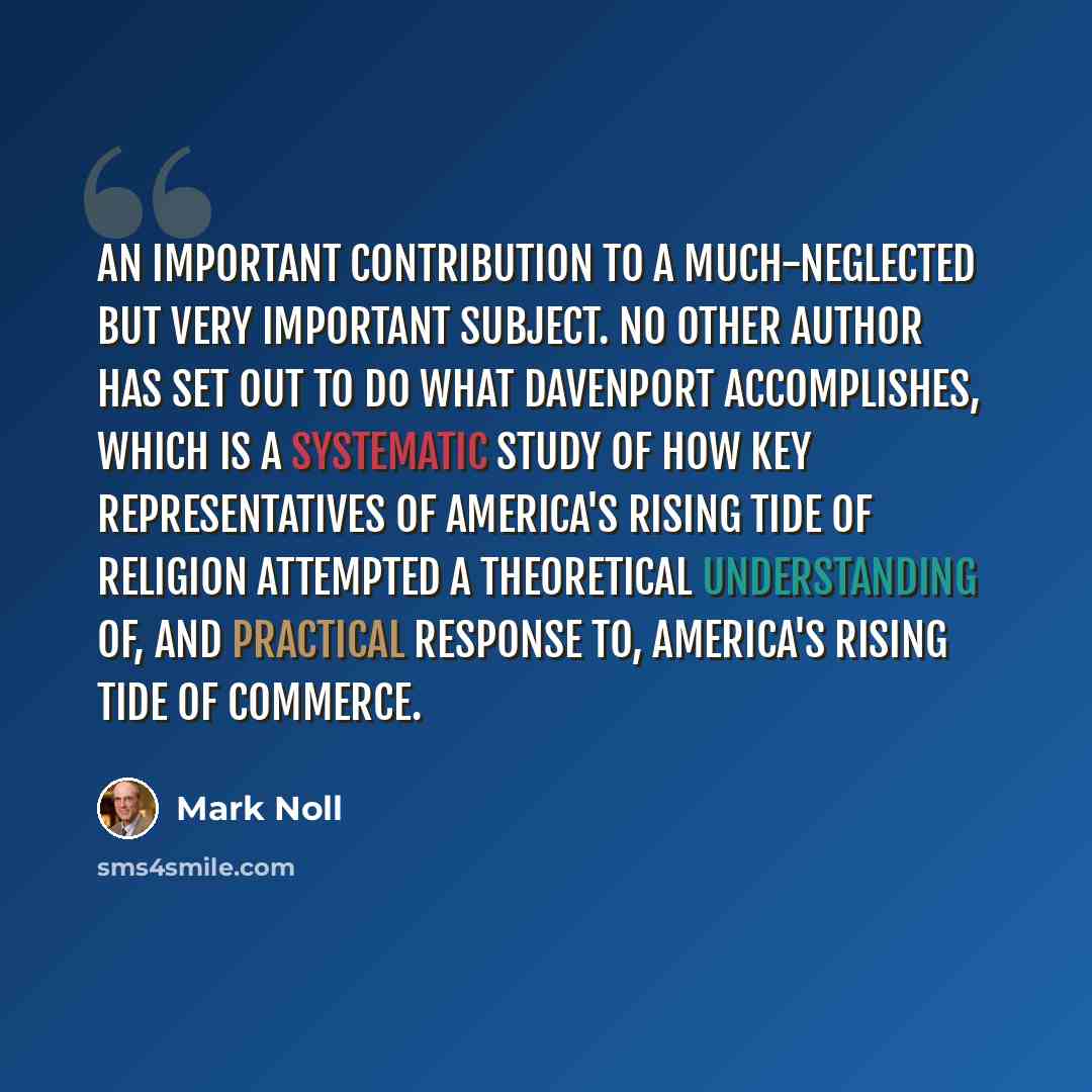 “An important contribution to a much-neglected but very important subject. No other author has set out to do what Davenport accomplishes, which is a systematic study of how key representatives of America's rising tide of religion attempted a theoretical understanding of, and practical response to…” quote by Mark Noll
